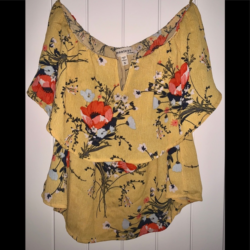 Off the Shoulder floral yellow top